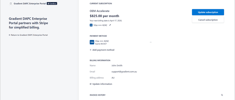 Manage subscriptions | Documentation | Gradient DAPC